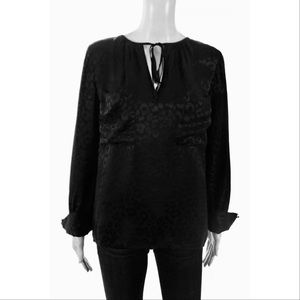 BCBGMAXAZRIA Tie Neck Brown Animal Print Top Sz Sm